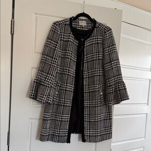 Patty Kim Black and White Plaid Coat